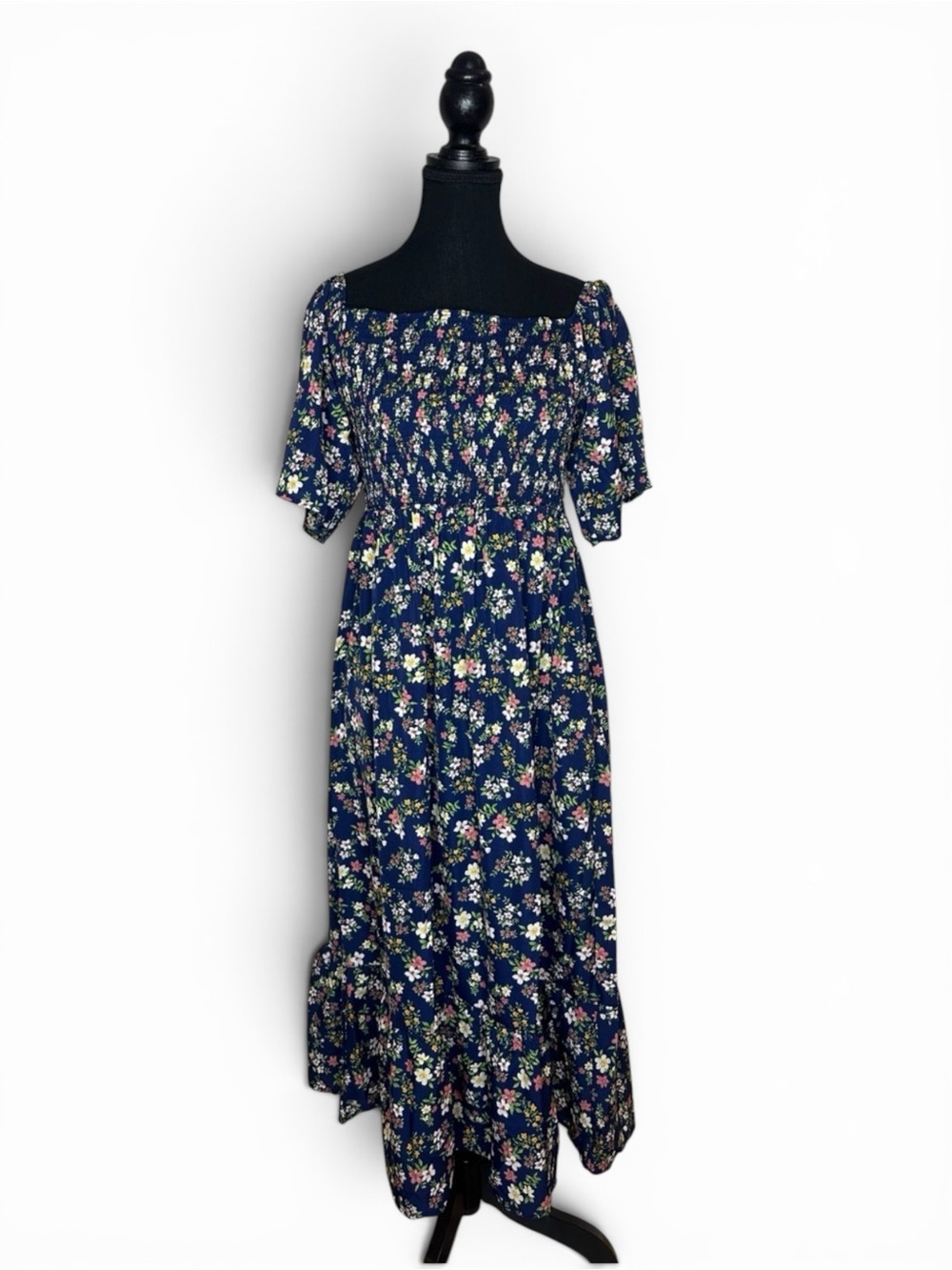 [WOMEN] Floral Maxi Dress Blue Cottagecore Spring Summer Dress Size Large NWT